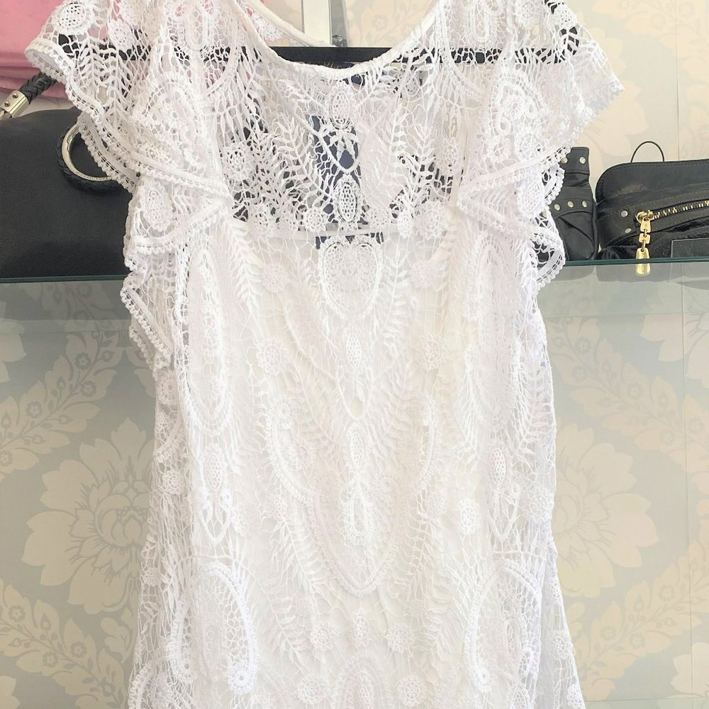 POLO RALPH LAUREN Sheer Lace Sleeveless Dress